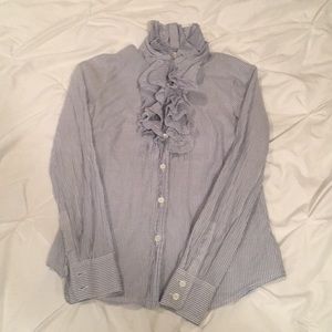 Button down ruffle collar blouse
